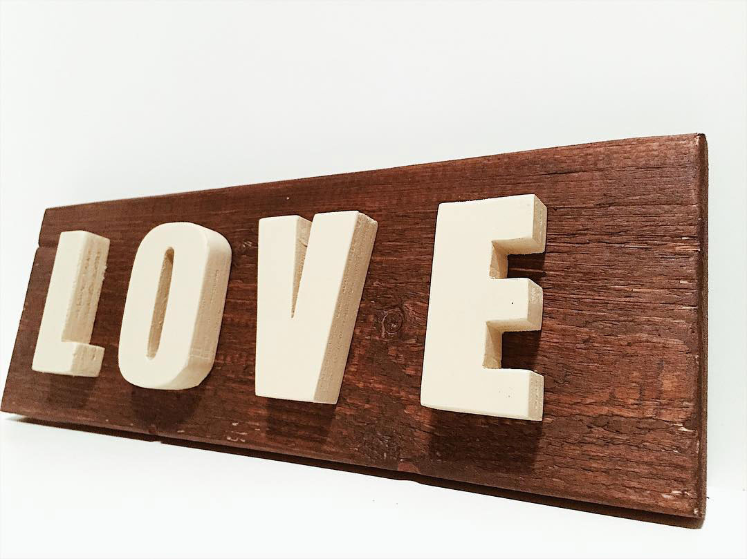 A true sign of LOVE. 3D hand carved wooden sign by Jacks and Stripes